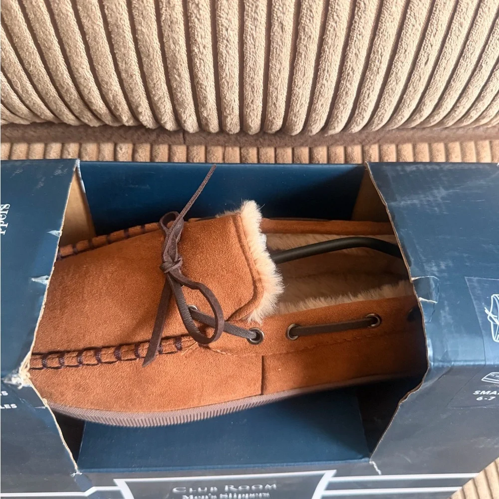 Club Room Men's Tan Suede Slip-On Moccasins
